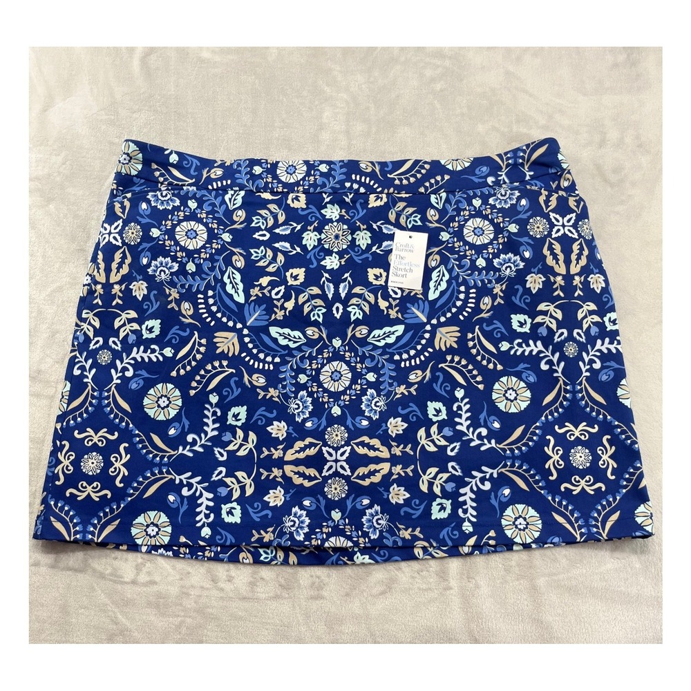 Croft & Barrow Skort Womens 24W Plus Blue Floral Effortless Stretch Casual NWT